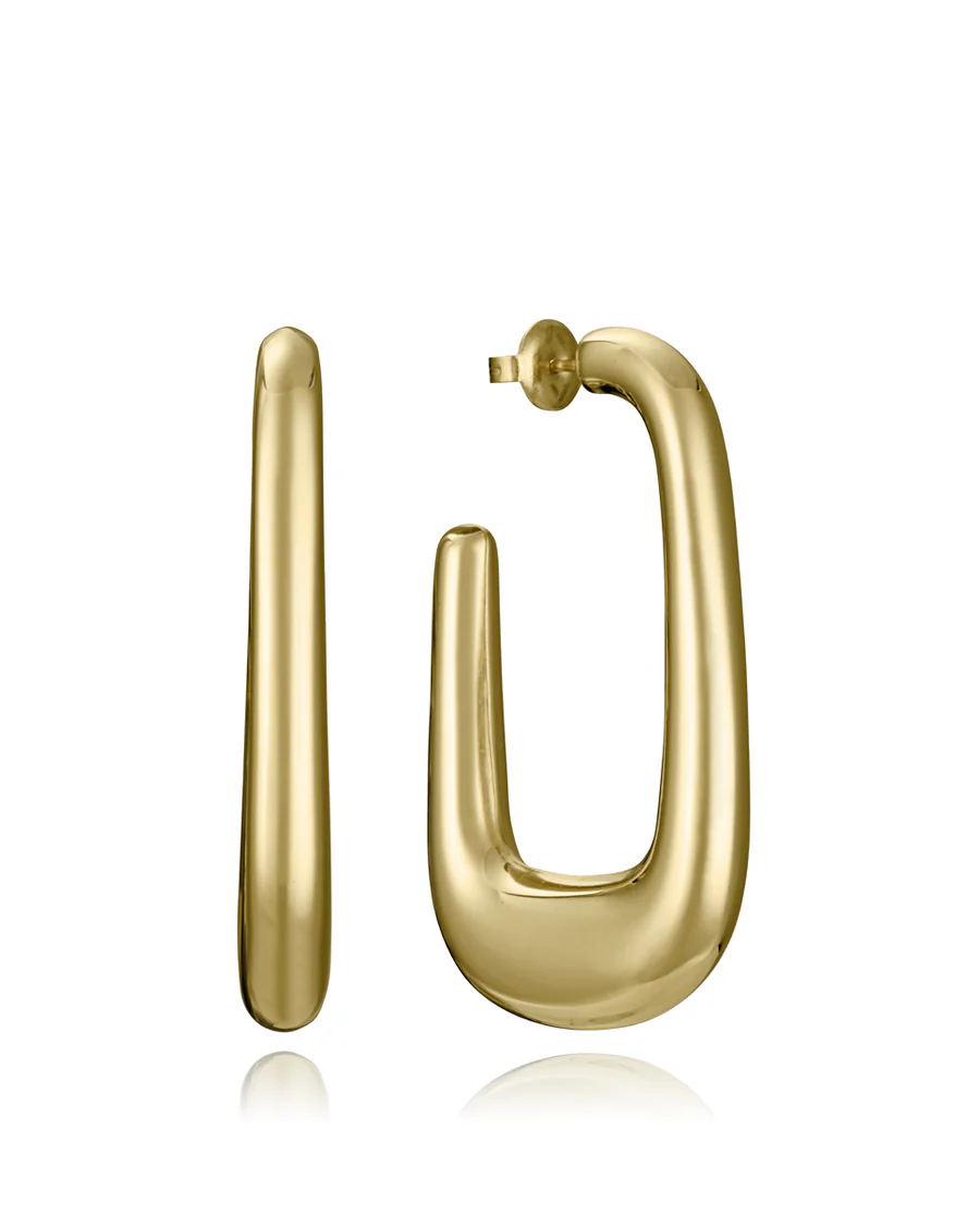 Pendientes Aros Abiertos Rectangulares Oro Alcalá